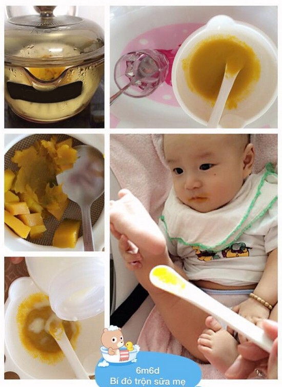 Sharing an ideal weaning menu for 6-month-old babies: Pumpkin mixed with breast milk