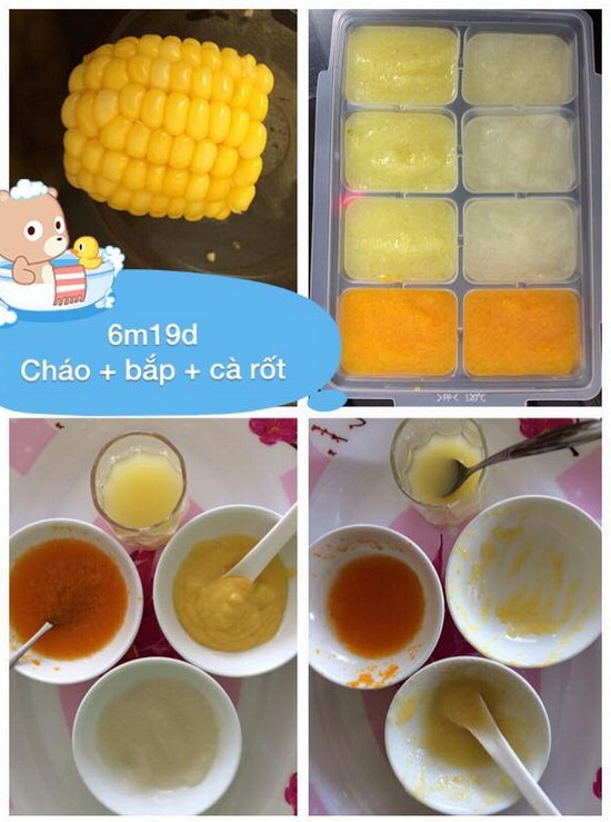 Sharing an ideal weaning menu for 6-month-old babies: Plain porridge, steamed corn, steamed carrot