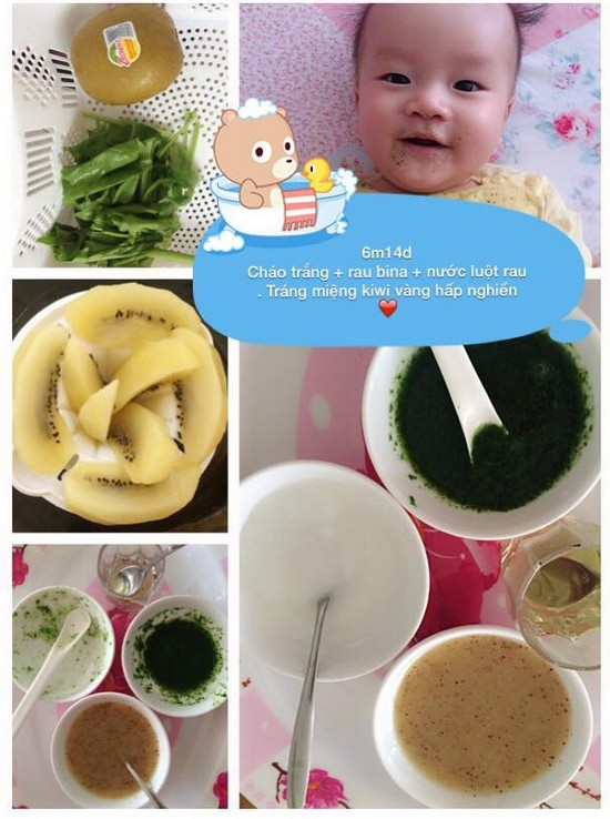 Sharing an ideal weaning menu for 6-month-old babies: Plain porridge, spinach, steamed kiwi