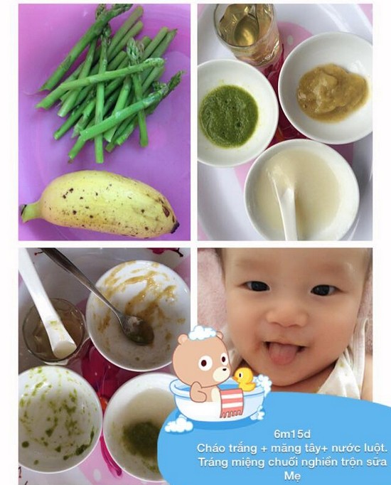 Sharing an ideal weaning menu for 6-month-old babies: Plain porridge, asparagus, mashed banana