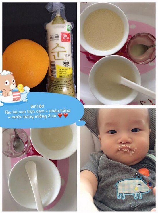 Sharing an ideal weaning menu for 6-month-old babies: Silken tofu mixed with orange, plain porridge, broth