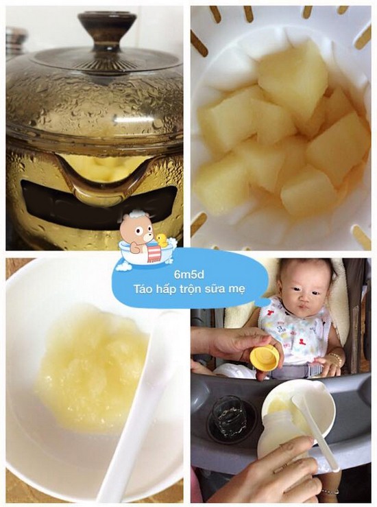 Sharing an ideal weaning menu for 6-month-old babies: Steamed apple mixed with breast milk